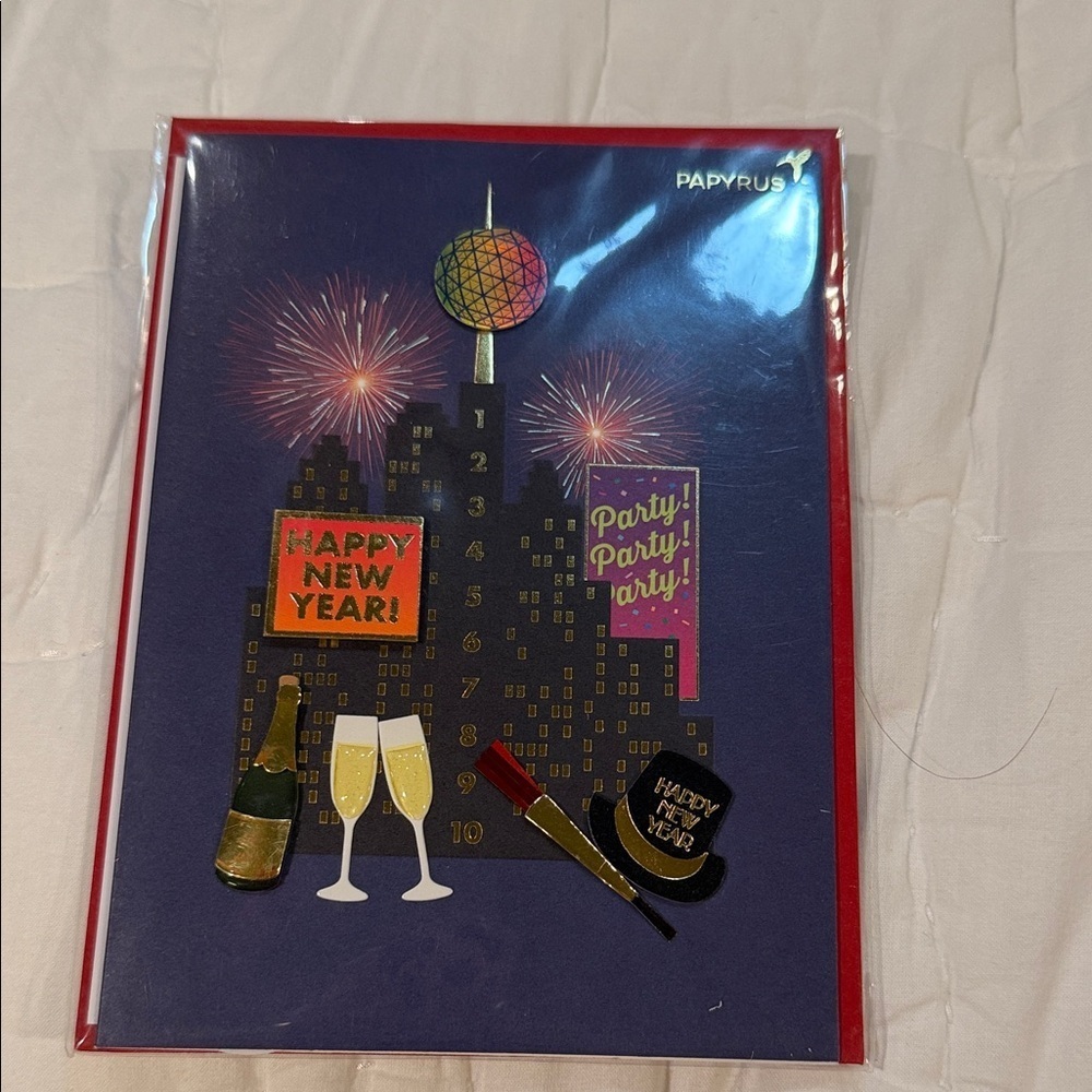 Papyrus Festive New Year Card - Blue and Gold